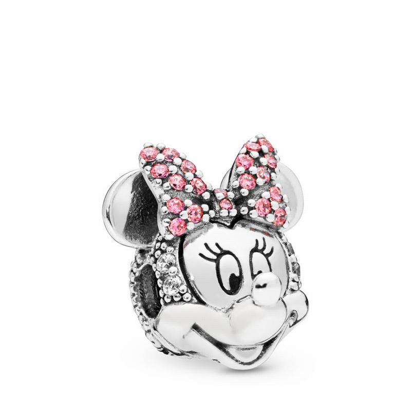 Pandora Disney Shimmering Minnie Portrait Clip Charm Ireland - Sterling Silver/Red/Cubic Zirconia -